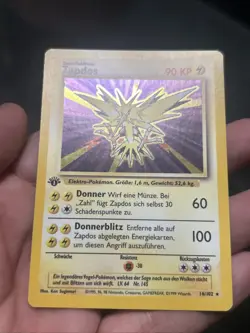 Pokemon TCG Zapdos 16/102 Base Set 1st Edition Holo German- NM - Image 2