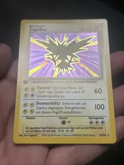 Pokemon TCG Zapdos 16/102 Base Set 1st Edition Holo German- NM - Image 3