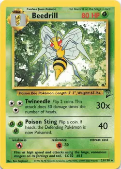 Pokemon - Beedrill #021/130 - Base Set 2 Rare - Image 1
