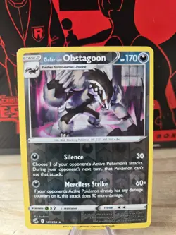 161/264 GALARIAN OBSTAGOON REVERSE HOLO FUSION STRIKE POKEMON CARD - Image 1