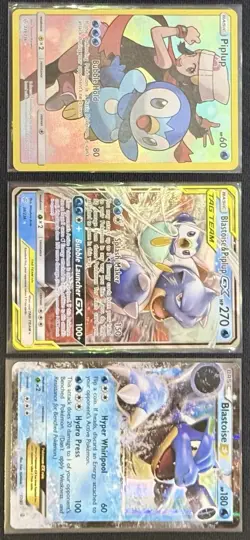 Pokemon TCG • 3x Card LOT • Blastoise & Piplup GX Tag Team • MP - HP - Image 1