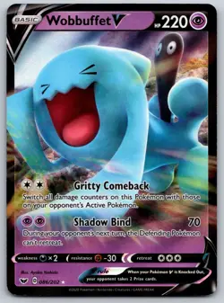 Wobbuffet V 086/202 SWSH01: Sword & Shield Base Set NM Pokemon Card TCG - Image 1