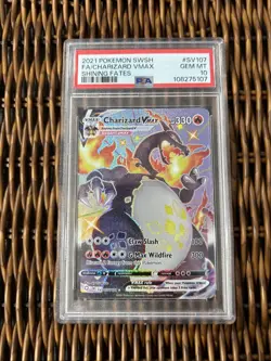 Charizard VMAX SV107/SV122 PSA 10 Shining Fates Holo Card - Image 1