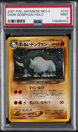 2001 POKEMON JPN NEO 4 #232 DARK DONPHAN-HOLO PSA 9 - Image 1