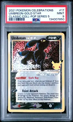 PSA 9 UMBREON 17/17 GOLD STAR CELEBRATIONS CLASSIC COLLECTION POKEMON ✨ - Image 1