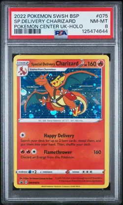 Special Delivery Charizard Holo SWSH075 Pokemon Center United Kingdom PSA 8 - Image 1