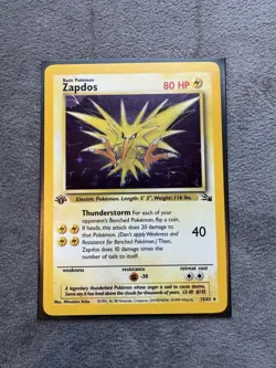 1st Edition Holo Zapdos 15/62 - Fossil - Pokemon TCG - LP - Image 2