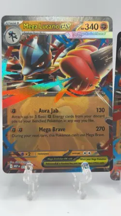 Mega Lucario EX 012 Black Star Promo Me01 Mega Evolution Pokemon TCG NM Lot Of 2 - Image 2
