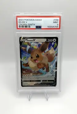 2023 Pokemon Sword & Shield Crown Zenith Eevee V 108/159 PSA 9 MINT - Image 1