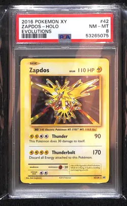 2016 POKEMON XY- EVOLUTIONS - ZAPDOS HOLO - #42/108 - PSA 8 - Image 1