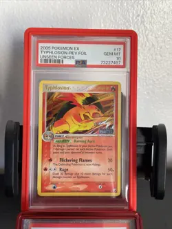 PSA 10 Gem Mint 2005 Pokemon Typhlosion Ex Unseen Forces Reverse Holo Foil Rare - Image 2