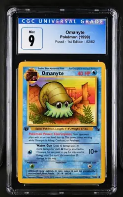1999 Pokemon Fossil 1st Edition Omanyte 52/62 CGC 9 Mint - Image 1