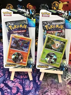 POKEMON SUN MOON LOST THUNDER BLISTER BOOSTER PACK X2 BOTH ROWLET & SALANDIT - Image 1