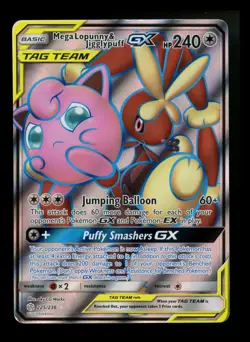 Mega Lopunny & Jigglypuff GX 225/236 Cosmic Eclipse 2019 Full Art Pokemon Card - Image 1