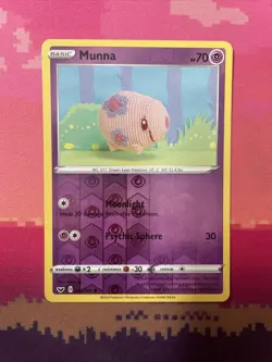 Pokemon Card Munna Sword & Shield Reverse Holo 087/202 Near Mint - Image 1