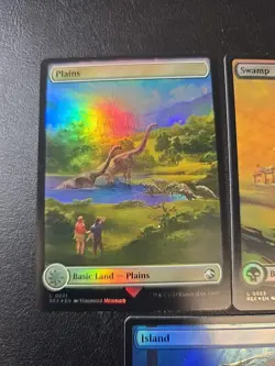 REX MTG Jurassic World Double Sided Full Art Foil Lands 5 Card Set Land Cards - Image 2