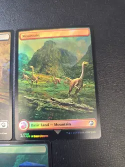 REX MTG Jurassic World Double Sided Full Art Foil Lands 5 Card Set Land Cards - Image 4