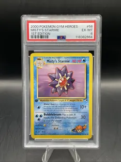 PSA 6 Misty's Starmie 56/132 1st Edition Gym Heroes 2000 Pokemon Card - Image 1
