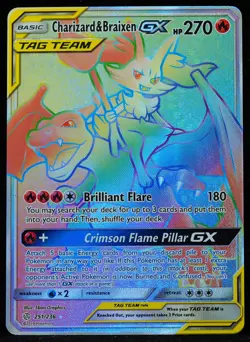 Charizard & Braixen GX Tag Team #251 NM-M Pokemon Card - Image 1
