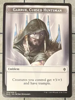 GARRUK CURSED HUNTSMAN 019 token Throne of Eldraine MTG Magic NM - Image 1