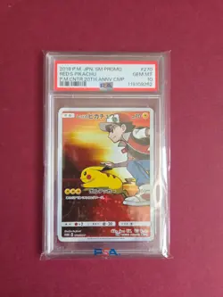 Pokemon TCG | Red's Pikachu 279/SM-P| Pokemon Center 20th Anniv. | PSA 10 GEM MT - Image 1