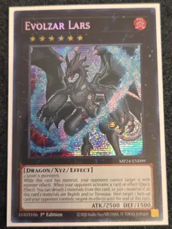 Yugioh 1x Evolzar Lars MP24-EN099 Prismatic Secret Rare PSR 1st Ed NM - Image 1