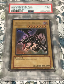 2003 Yu-Gi-Oh! SDJ-001 Red-Eyes B. Dragon 1st Edition PSA 7 NM - Image 1