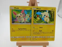 Plusle 33/73 & Minun 34/73 - Shining Legends - Regular Common LP Pokemon Cards - Image 1