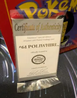 Pokemon POLIWHIRL 23K Gold Plated Trading Card 1999 Burger King Promo w/COA - Image 3