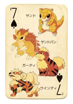 1998 Vintage Arcanine/Sandshrew 7 of Spades Pokemon Televi-kun Playing Card - Image 2