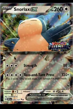 Pokemon TCG Snorlax ex 076/131 2025 Prismatic Evolutions Stamped Promo Card - NM - Image 1