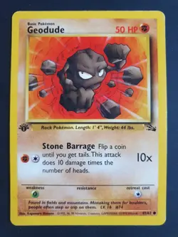 Geodude 47/62 1st Edition - Fossil Set - Pokemon Card - Moderately Played - Image 1