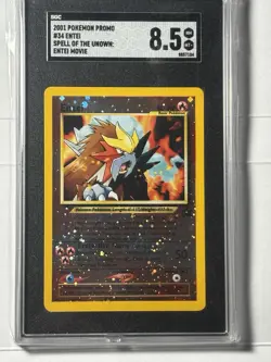 SGC 8.5 Entei 2001 Black Star Movie Promo 34 Reverse Holo Pokemon Card - Image 1