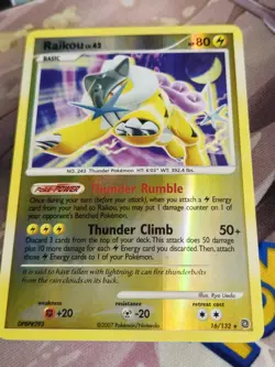 2007 Pokemon Secret Wonders Raikou Reverse Holo Rare 16/132 NM/VLP - Image 5