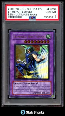2005 YU-GI-OH! ELEMENTAL ENERGY 1ST EDITION #EEN-EN034A HERO TEMPEST PSA 10 - Image 1