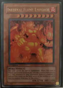 YuGiOh Infernal Flame Emperor Ultra Rare 1st Edition SD3-EN001 - Image 1