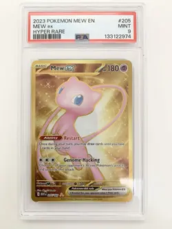 PSA 9 BASIC MEW EX #205 2023 Scarlet Violet Hyper Rare Pokemon Card Graded - Image 1