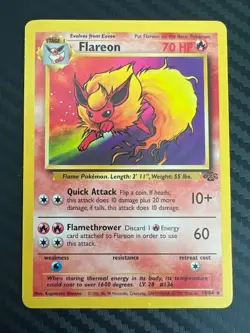 Pokemon TCG Jungle Flareon Card 19/64 Regular Rare Unlimited LP - Image 1