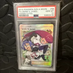 PSA 10 Jessie and James Full Art 68/68 Hidden Fates Pokemon Card 2019 GEM MINT - Image 1