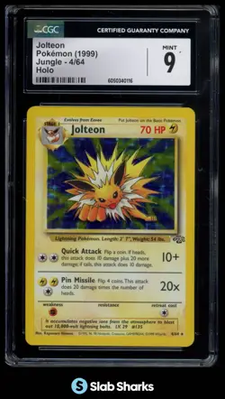 1999 POKEMON JUNGLE #4/64 JOLTEON HOLO CGC 9 - Image 1