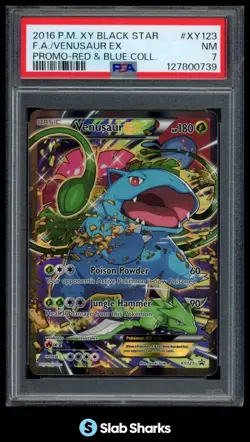 2016 POKEMON XY BLACK STAR PROMOS #XY123 VENUSAUR EX FULL ART RED BLUE PSA 7 - Image 1