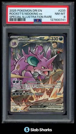 2025 POKEMON DRI #233/182 TEAM ROCKET'S NIDOKING EX SPECIAL ILLUSTRATION PSA 8 - Image 1