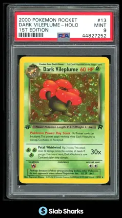 2000 POKEMON TEAM ROCKET 1ST EDITION #13/82 DARK VILEPLUME HOLO PSA 9 - Image 1