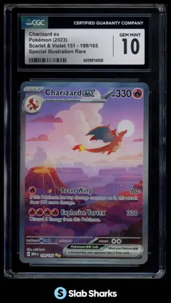 2023 POKEMON MEW EN #199/165 CHARIZARD EX SPECIAL ILLUSTRATION RARE CGC 10 - Image 1