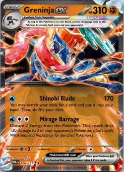 Pokemon Greninja EX 106/167 TWM Near Mint - Image 1