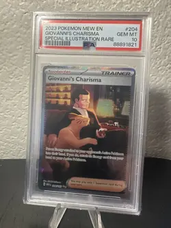 Pokemon Giovanni's Charisma 151 MEW EN Special Illustration Rare #204 PSA 10 - Image 1