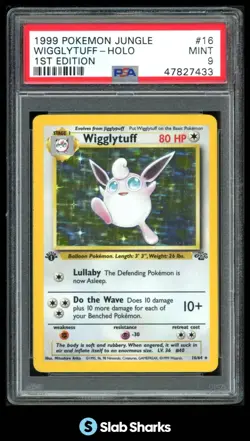 1999 POKEMON JUNGLE 1ST EDITION #16/64 WIGGLYTUFF HOLO PSA 9 - Image 1