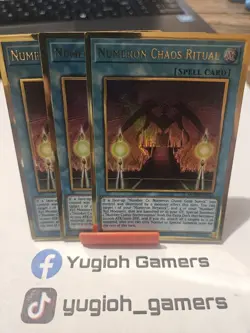 Yu-Gi-Oh Numeron Chaos Ritual X3 MGED 1st Edition Gold Rare Light Played - Image 1