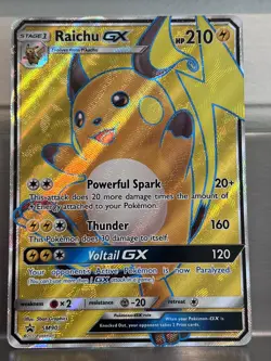 Pokemon Card Raichu GX SM90 Black Star Promo FULL ART HOLO RARE - Image 1