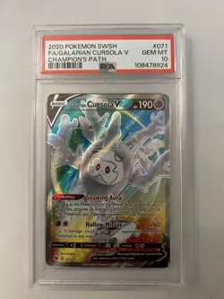 PSA 10 Pokemon Galarian Cursola V TCG Full Art Rare Card Champions Path - Image 1